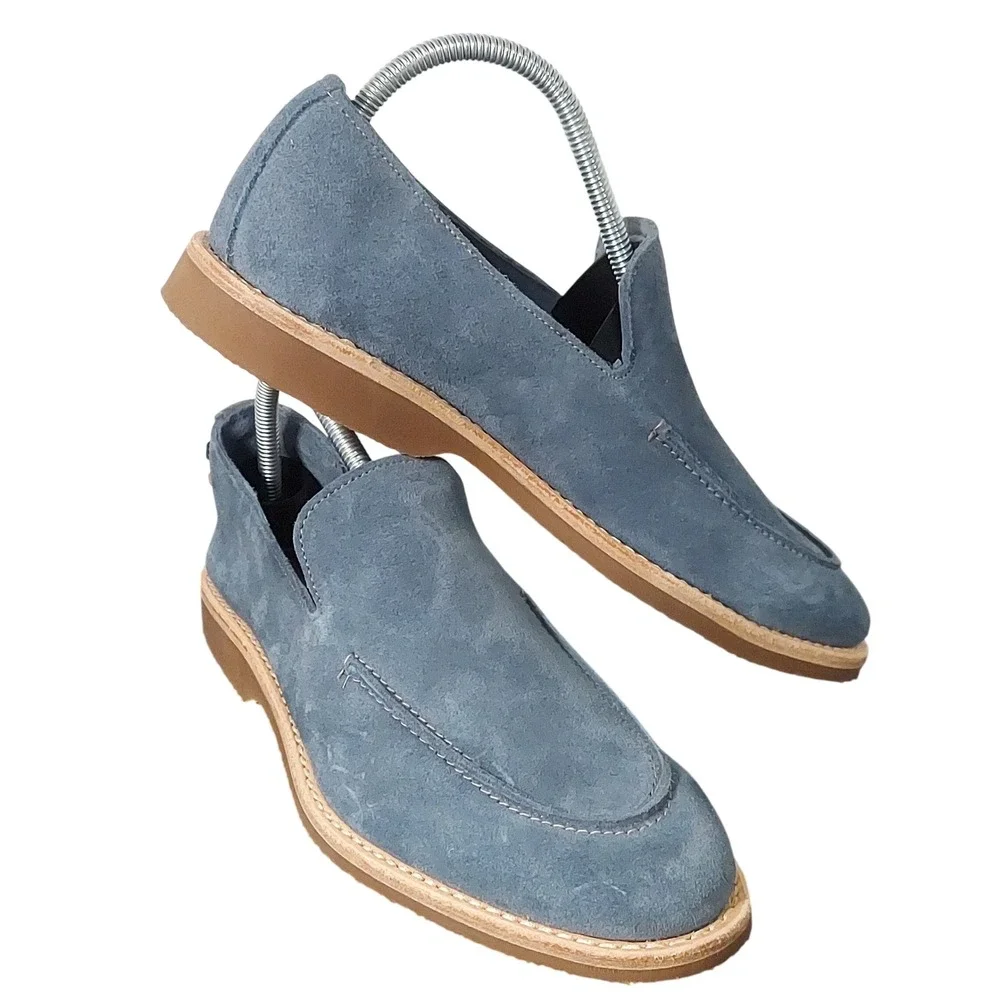 Allen Edmonds Denali Loafers Mens 8 D Blue Suede Moc Toe Slip On 6329